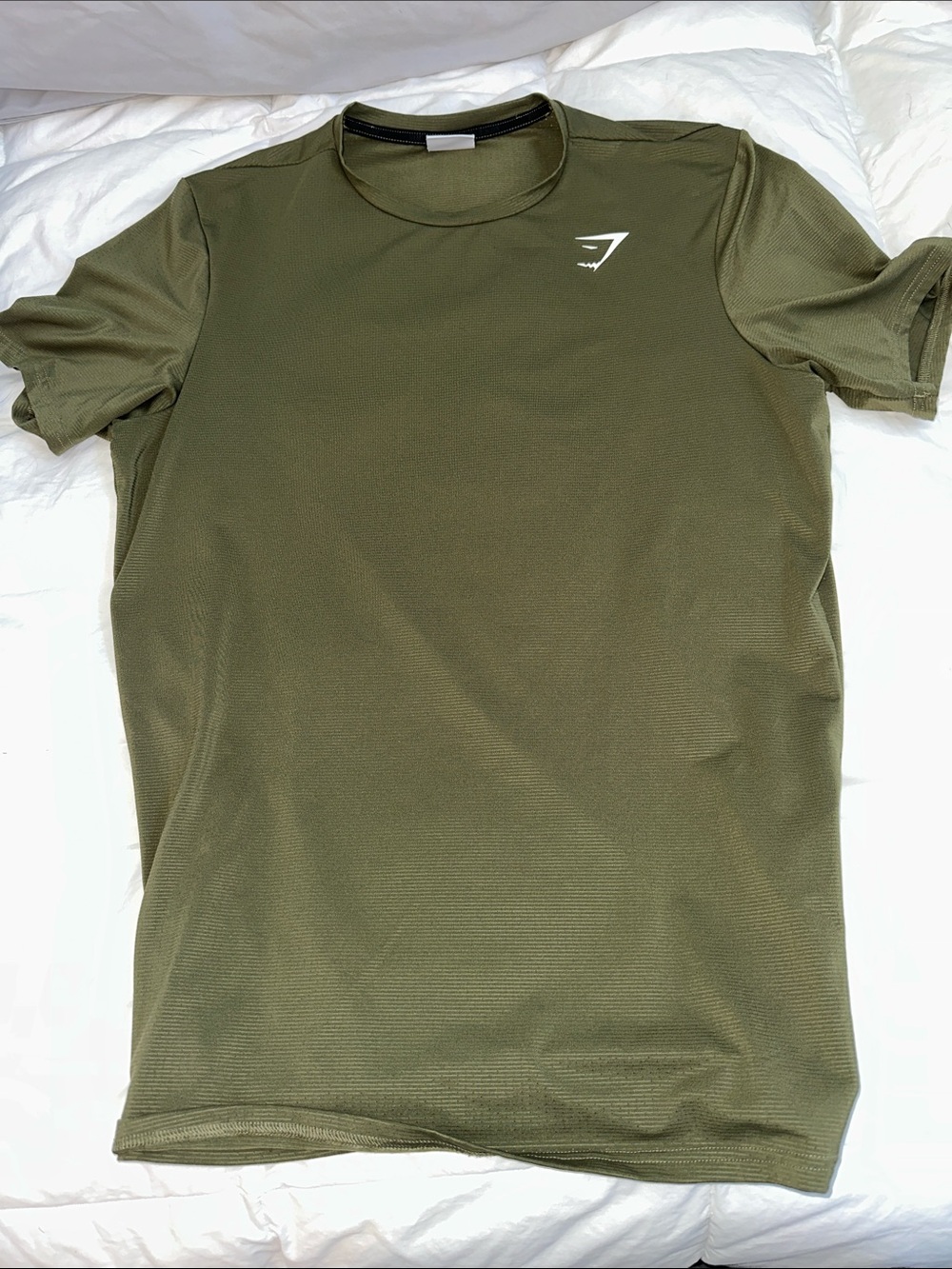 Gymshark Men’s waffle pattern Olive Performance Short Sleeve Tee